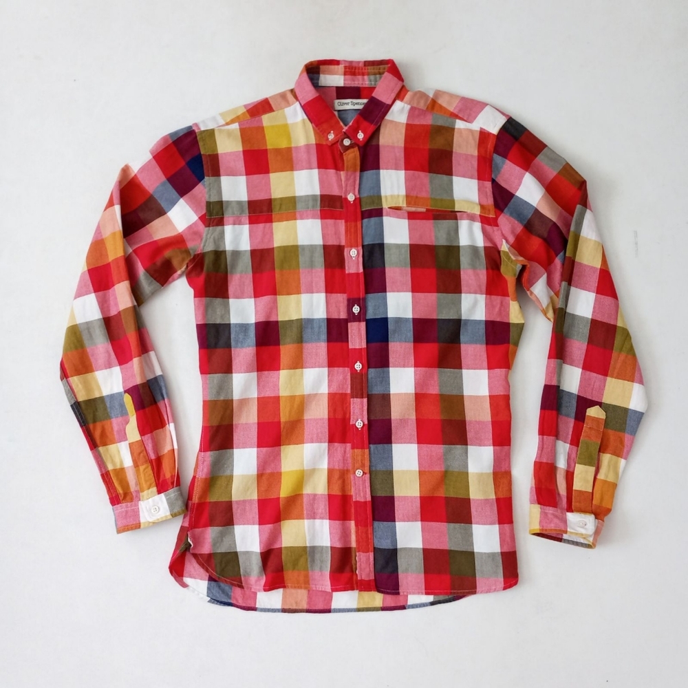 Oliver Spencer Multicolor Plaid Casual Button Down Shirt